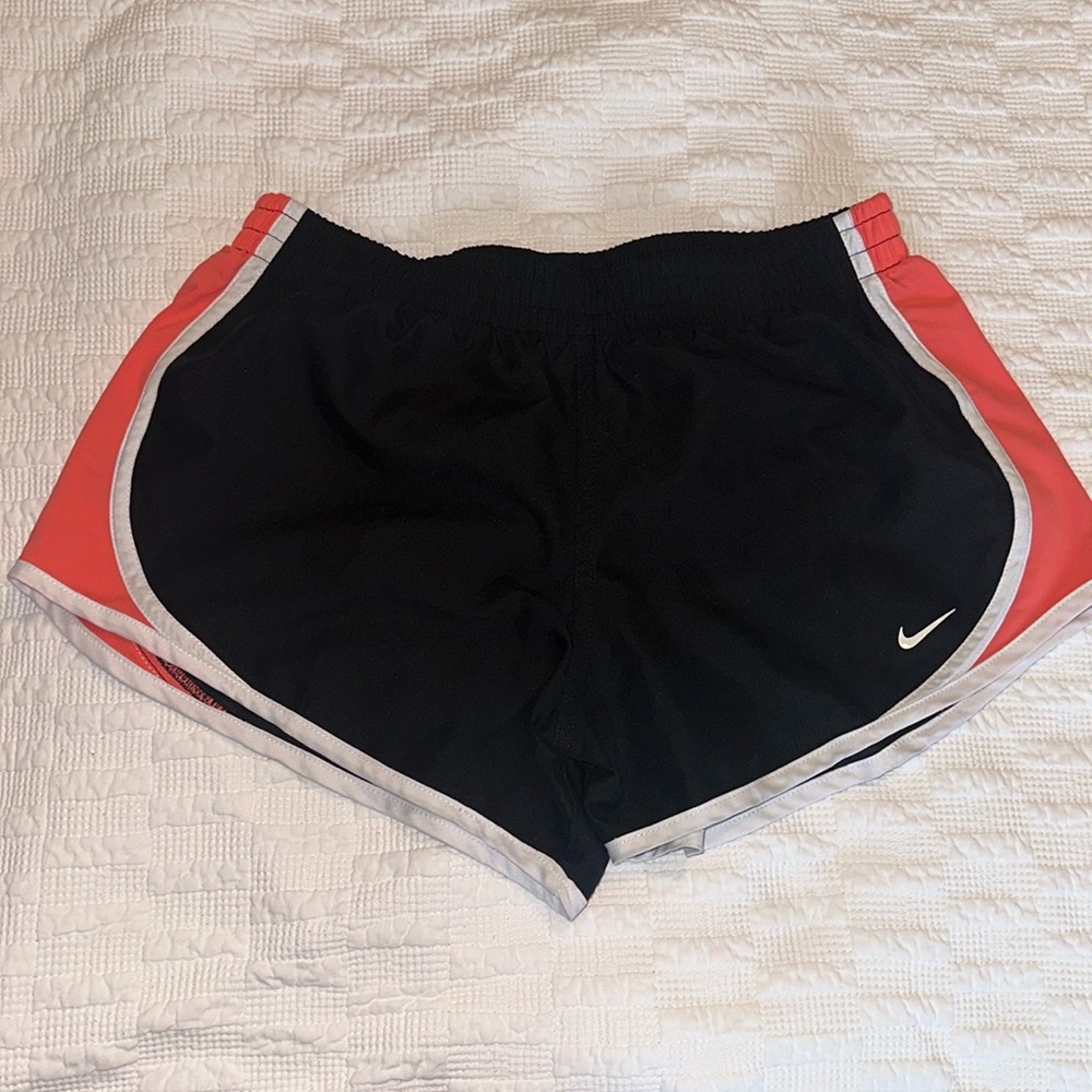 Nike black/white/coral polyester shorts size medium!